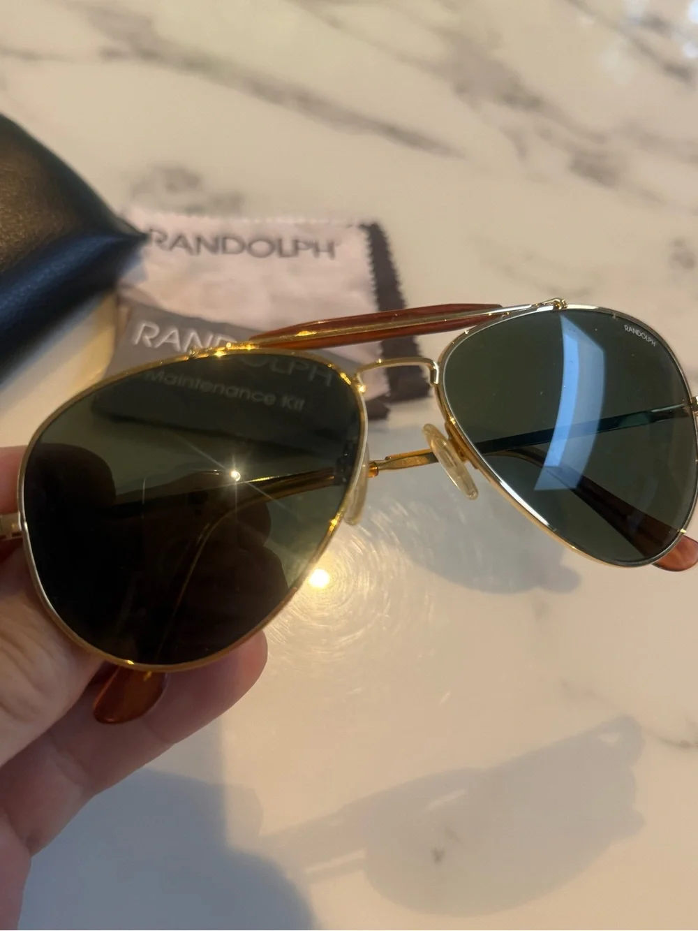 Randolph Sportsman Aviator Sunglasses 23k GP 140mm